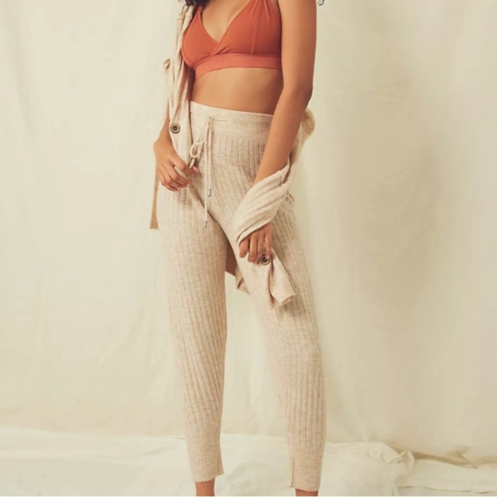 Free People Around The Clock Jogger Lounge Pants Oatmeal Size Extra Small
